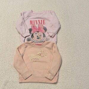 3T toddler sweatshirts. Minnie Mouse/pink and shooting star/peach.